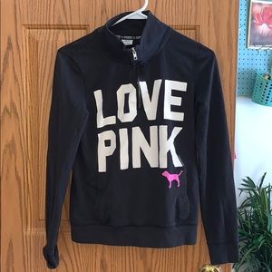 black victoria secret pink quarter zip sweater